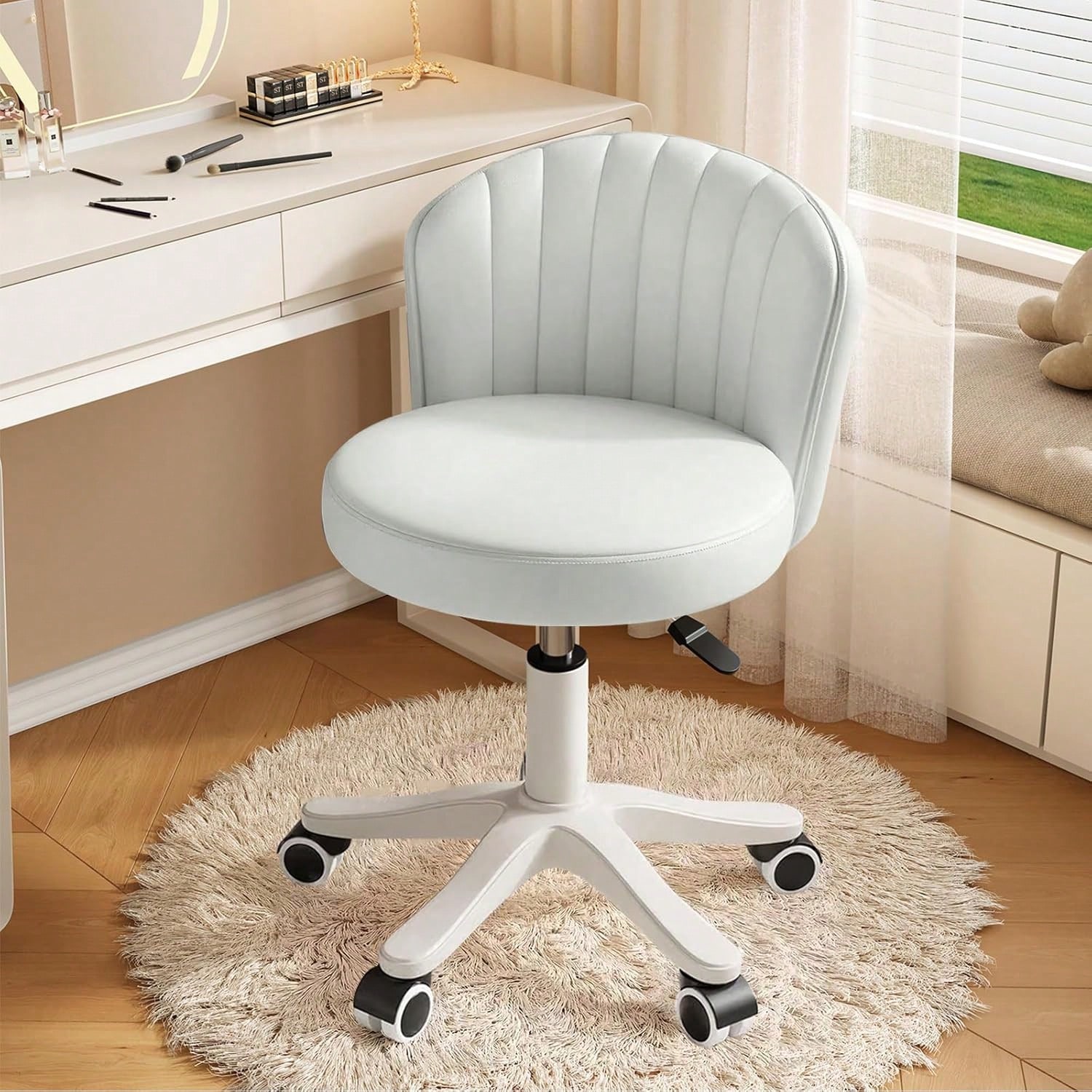 Woodworking Desk Chair - Small Round Rolling Desk Chair Armless