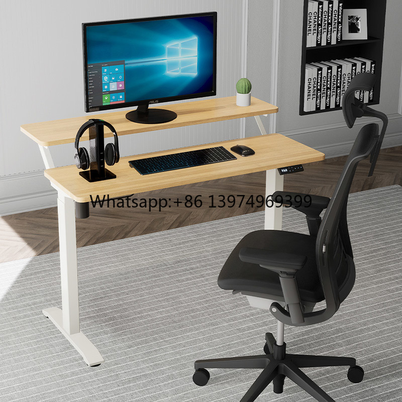 Woodworking Work Table - Sit Stand Table Frame Wooden Desktop